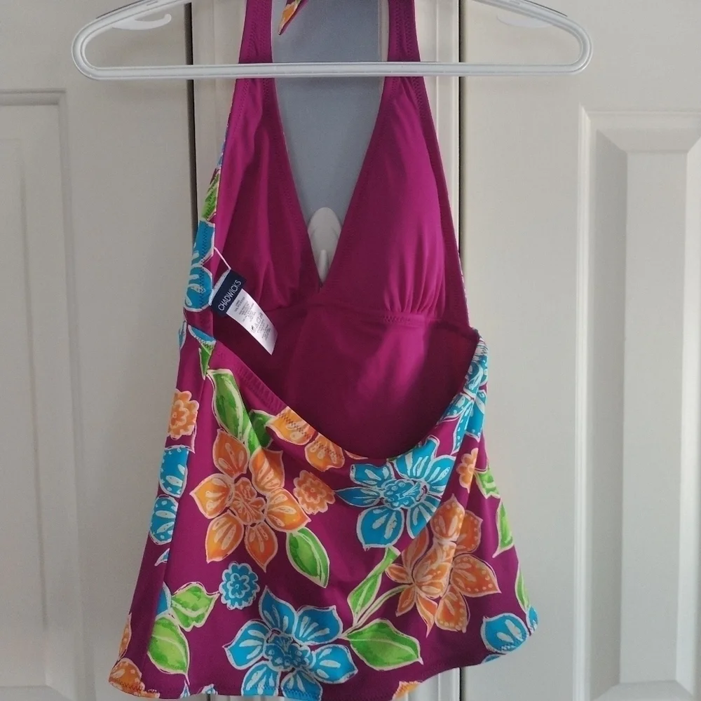 Chadwick's Floral Two Piece Tankini Skirted Bathing Suit 8 - Picture 3 of 12
